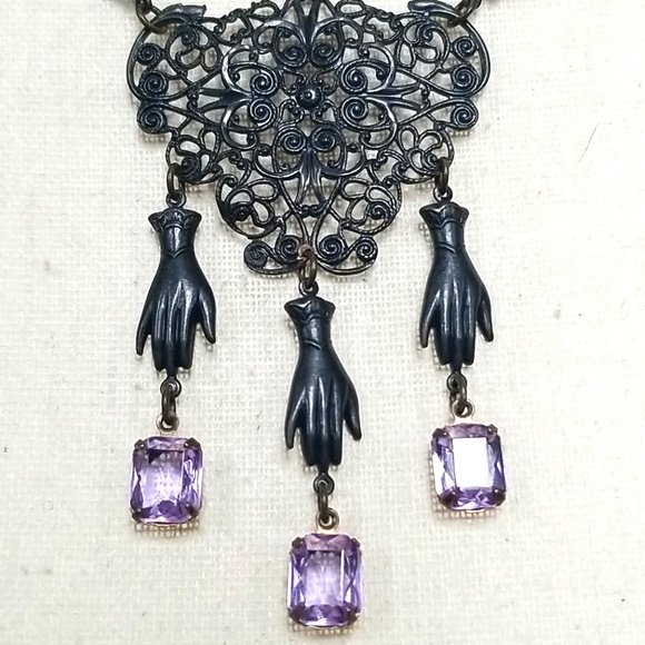 Repurposed 1950s Vintage Jewelry Art Deco Art Nouveau Design Assemblage Necklace - Picture 7 of 12